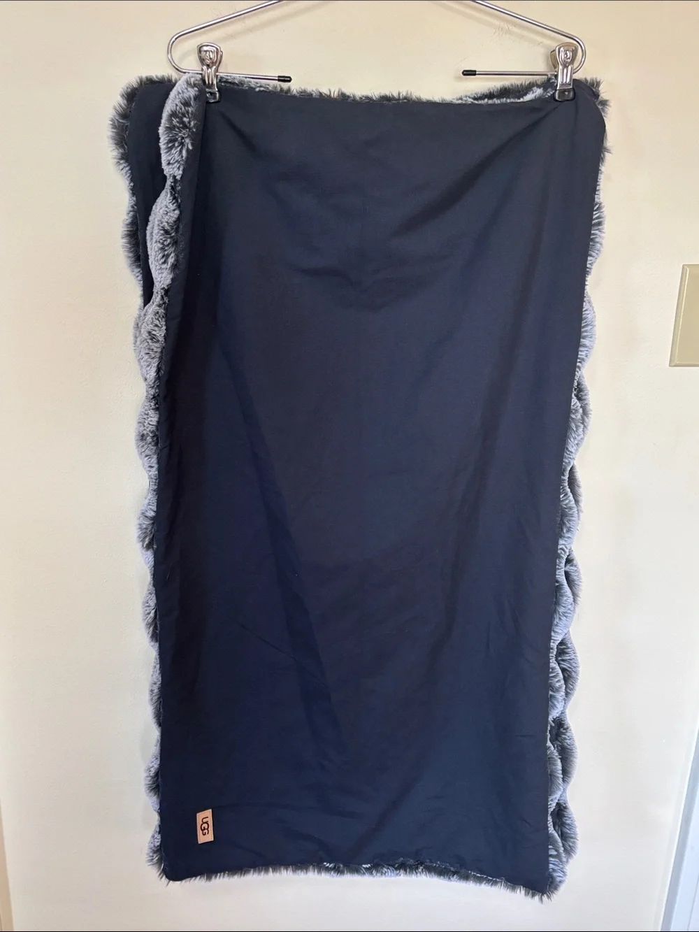 UGG Cozy Plush Faux Fur Pillowcase Set of 2 - Midnight Navy Blue Silky Soft Fur